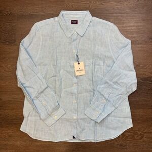 Untuckit Womens Top Size 12 Linen Button Up Long Sleeve Coastal Sherry NEW